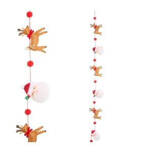 NWT RAZ IMPORTS FELT Spirited Melody Garland SANTA/REINDEER KIDS GARLAND 3.5'